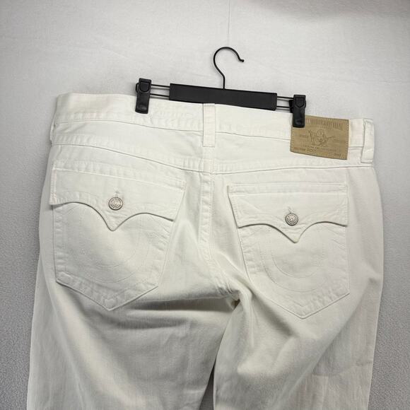 True Religion Jeans men's 40 White Denim Ricky Flap Pockets Made in USA Straight - Picture 1 of 14